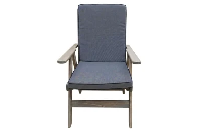 Solid Aged Pine Patio Highback Dining Chair (Charcoal Cushion)