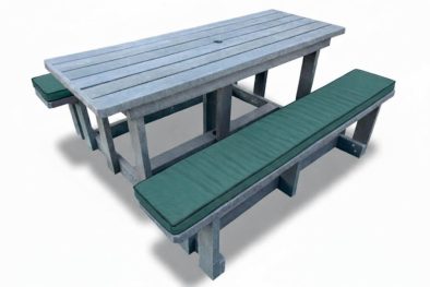 Recycled Plastic Picnic Table 8-Seater (Green Cushions)