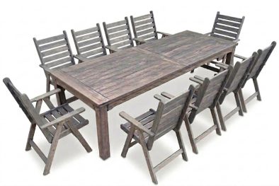 Aged Pine Patio Dining Set 10-Seater 3000mm | x1 Table + x10 Highback Chairs - no cushions included (Undercover Only)