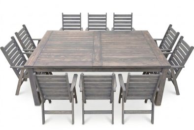 Aged Pine Patio Dining Set 10-Seater 2400 x 1600 mm | x1 Table + x10 Highback Chairs - no cushions included (Undercover Only)