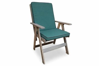 Aged Pine Patio Highback Dining Chair (Green Cushion)