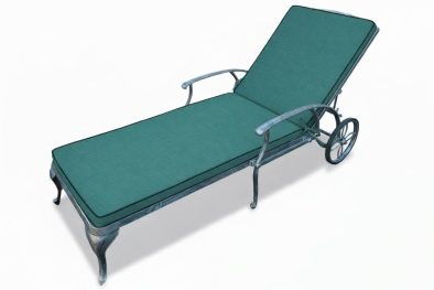 Aluminium Sun Lounger (Silver, Green Cushion)