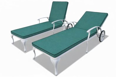 Aluminium Sun Lounger Set 2-Piece (White, Green Cushions)