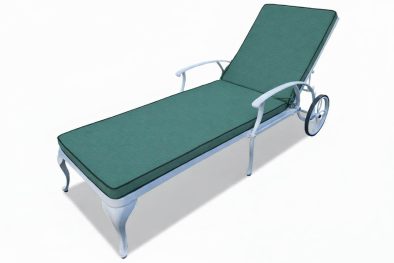 Aluminium Sun Lounger (White, Green Cushion)