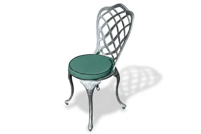 Coral Aluminium Dining Chair (Silver, Green Cushion)