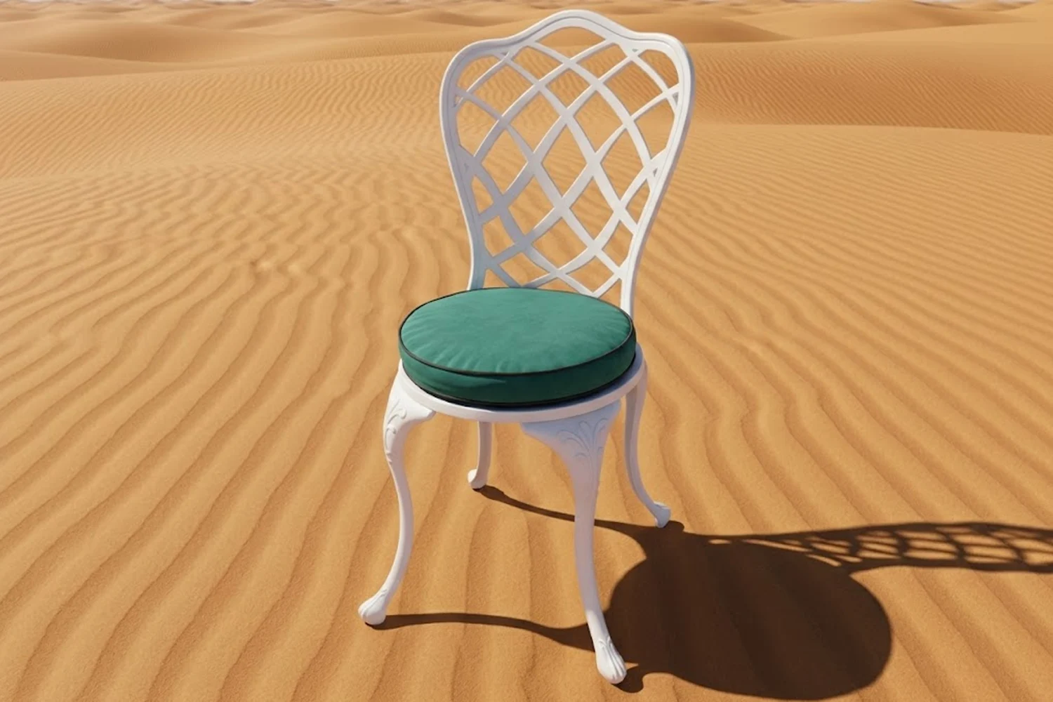 Coral Aluminium Dining Chair (White, Green Cushion)