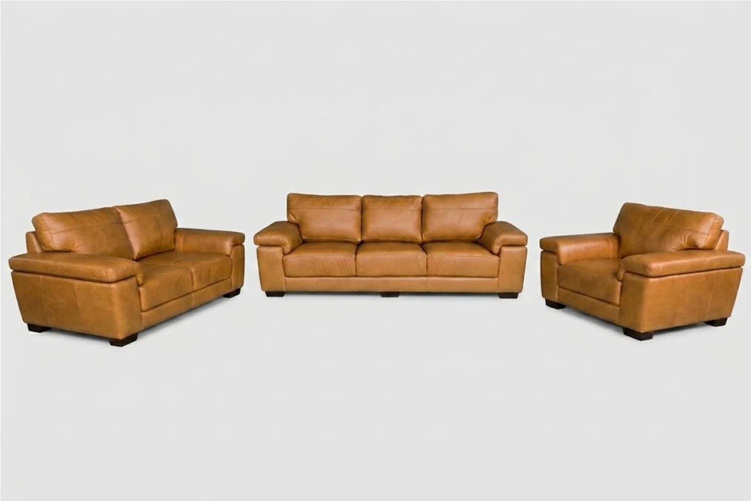 Life Genuine Leather Lounge Set 3-Piece | x1 1-Seater + x1 2-Seater + x1 3-Seater Sofa (Vintage Tan)