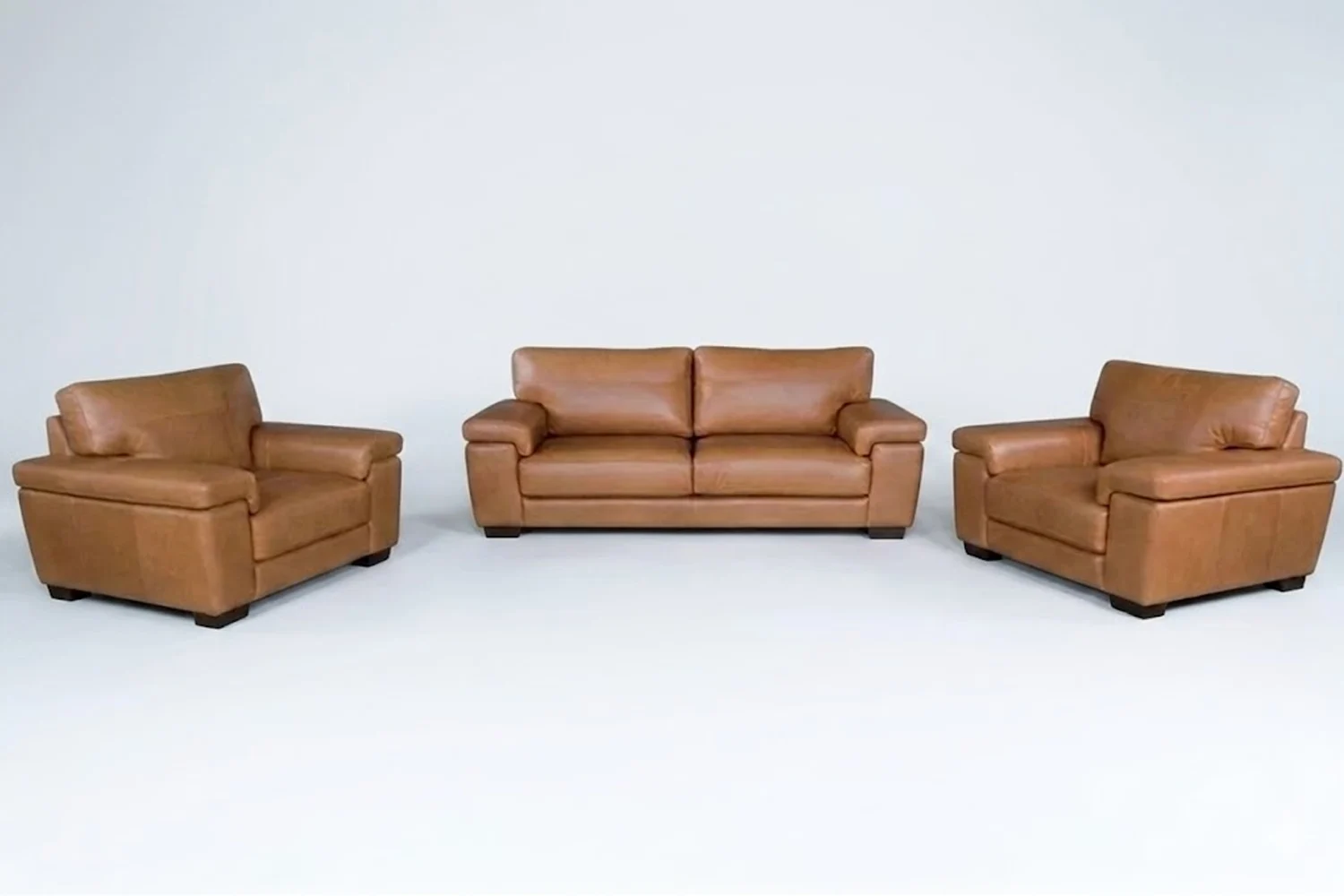 Life Genuine Leather Lounge Set 3-Piece | x2 1-Seater + x1 2-Seater Sofas (Vintage Tan)