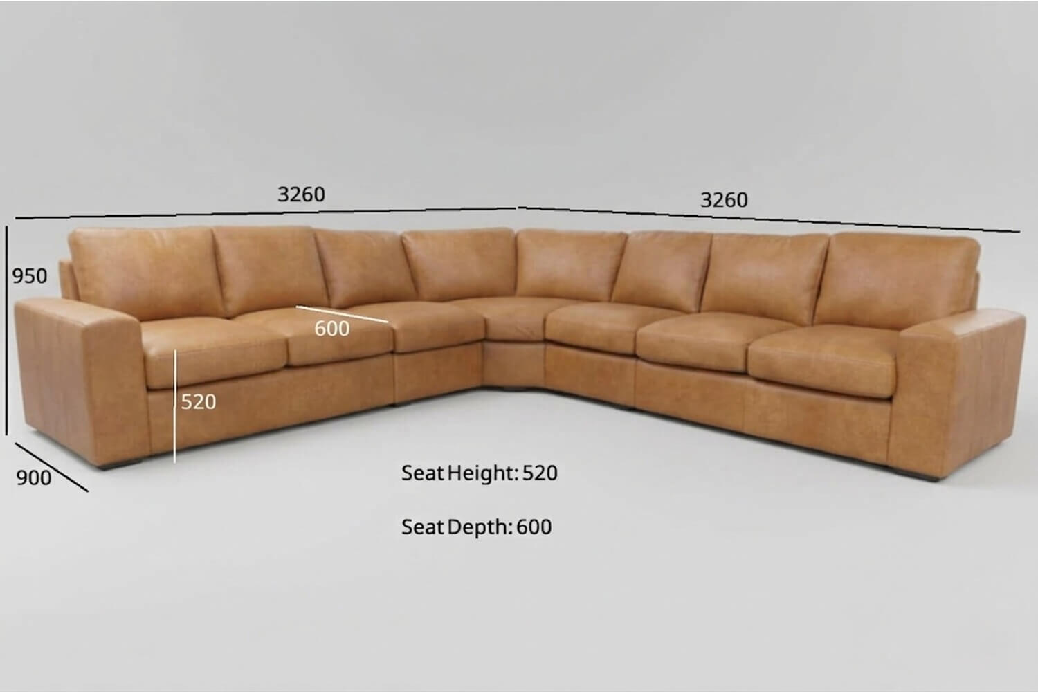 Mode Genuine Leather Corner Lounge 7-Seater (Exotic Tan) - Image 5