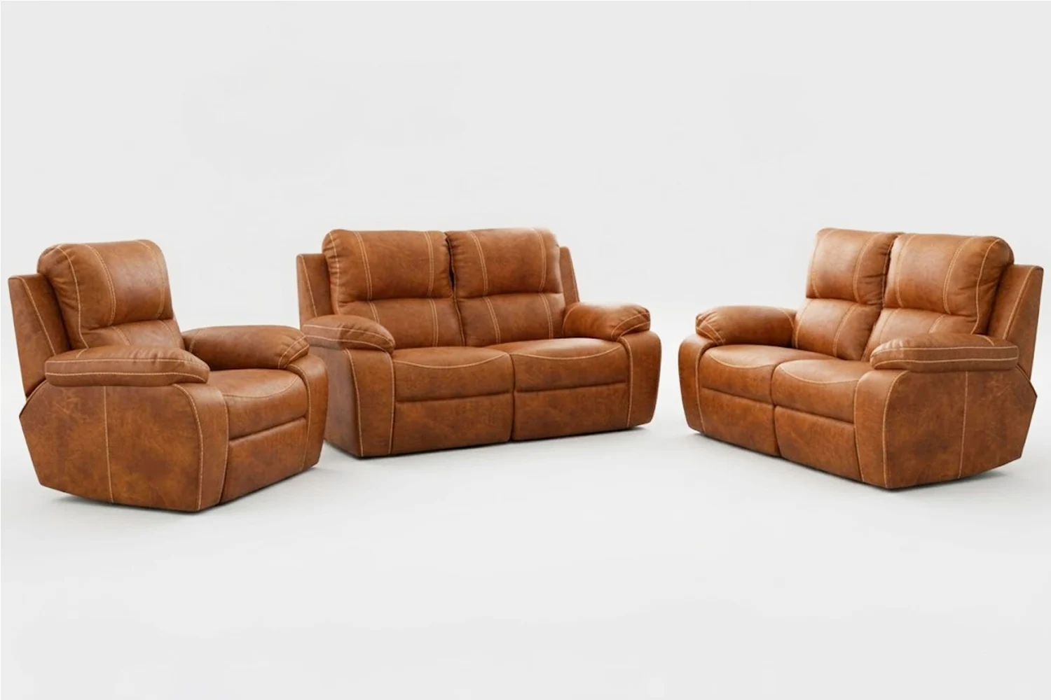 Premier-Genuine-Leather-Lounge-Set-3-Piece-x1-1-Seater-x2-2-Seater-Sofas-with-2-part-seat-–-console-ready-Vintage-Brandy-Static-1