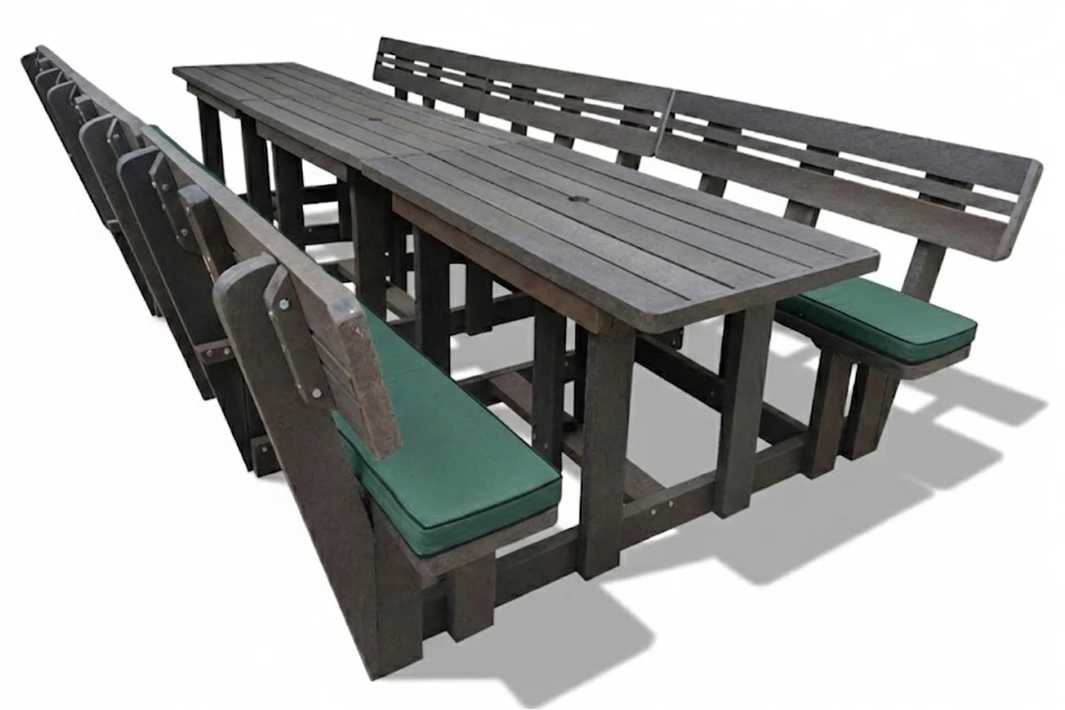 Recycled Plastic Picnic 3 piece set 12-Seater XXL Plus Backs (Green Cushions)