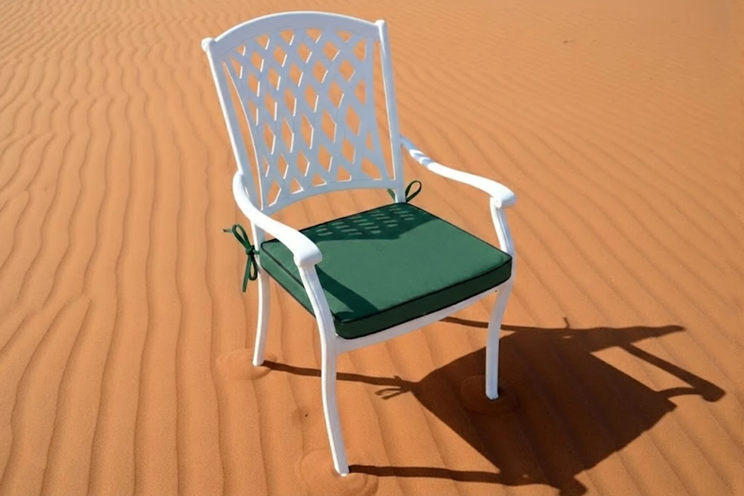 Tuscan Aluminium Dining Chair (White, Green Cushion)