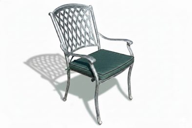 Tuscan Aluminium Dining Chair 600 (Silver, including Green Cushion)