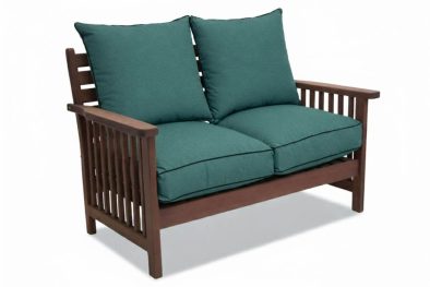 Zambezi Teak Patio Morris Sofa 2-Seater (Green Cushions)