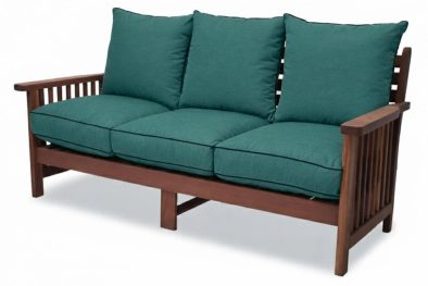 Zambezi Teak Patio Morris Sofa 3-Seater (Green Cushions)