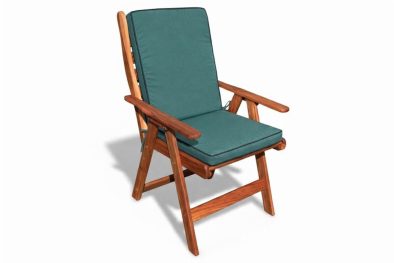 Zambezi Teak Patio Dining Set 10-Seater 2400mm x 1600mm | x1 Table + x10 Highback Chairs (Green Cushions)