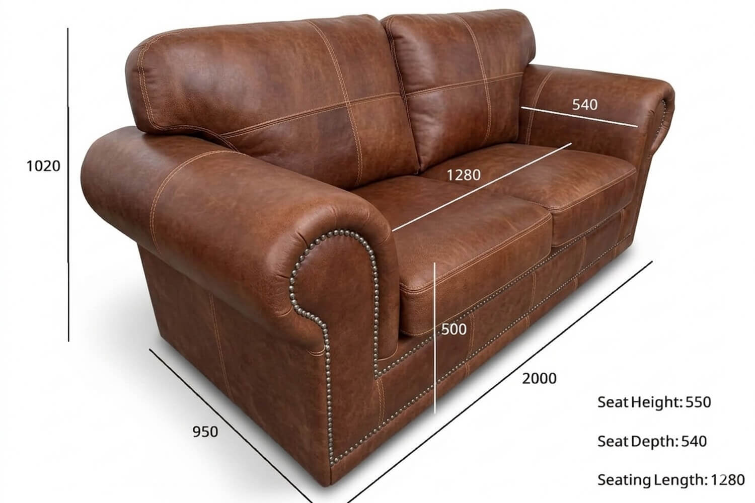 Afrikan Comfort Genuine Leather Sofa 2-Seater (Exotic Brandy) - Image 4