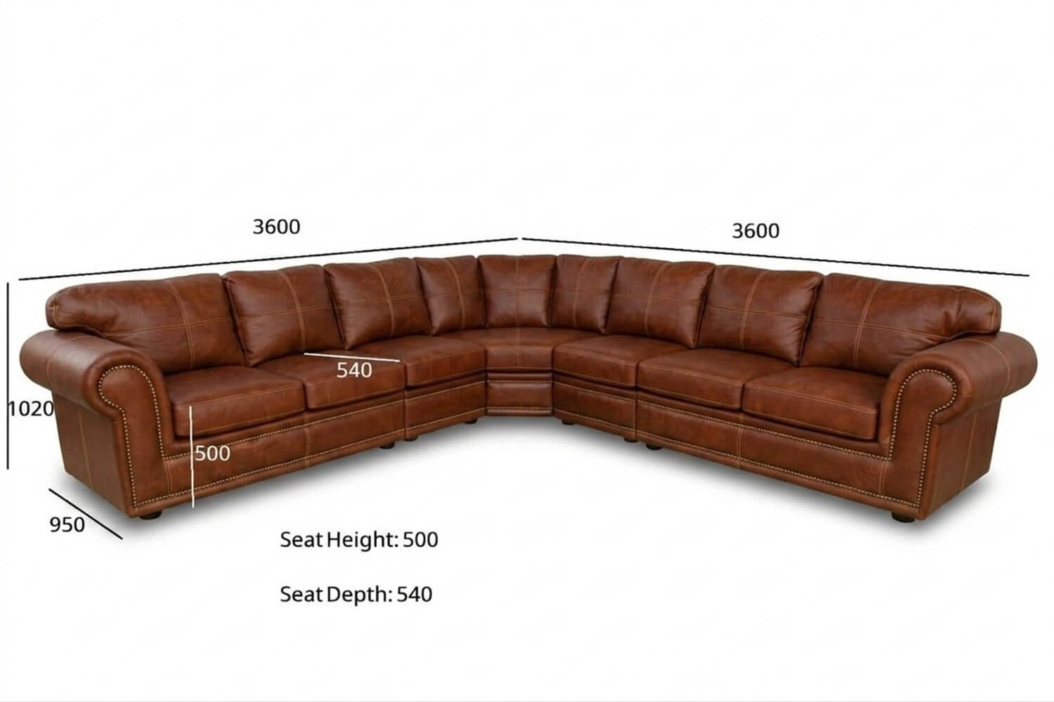 Afrikan Comfort Genuine Leather Corner Lounge 7-Seater (Exotic Brandy) - Image 4