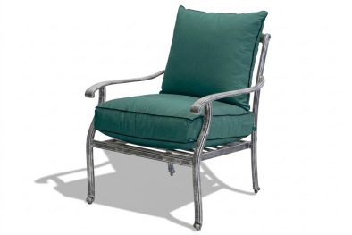 Aluminium 1-Seater Chair (Silver, Green Cushion)
