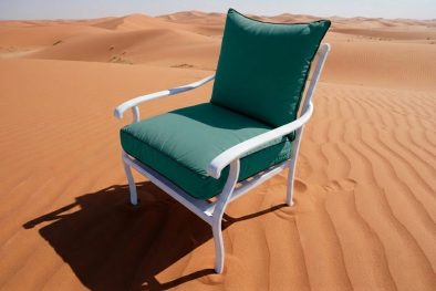 Aluminium 1-Seater Chair (White, Green Cushion)