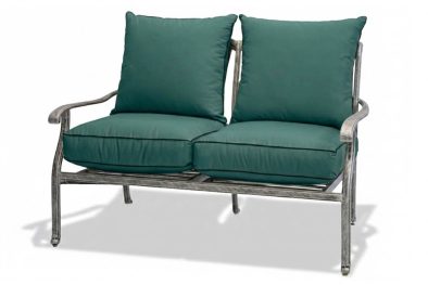 Aluminium Couch 2-Seater (Silver, Includes Green Cushions)