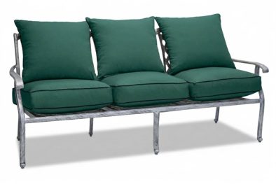 Aluminium Sofa 3-Seater (Silver, Green Cushions)