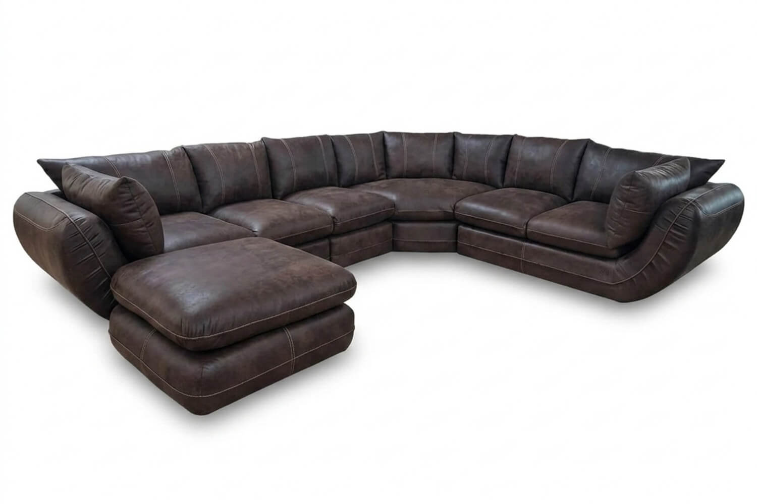Regale Genuine Leather Corner Lounge 6-Seater | x1 Ottoman (Exotic Brown) - Image 2