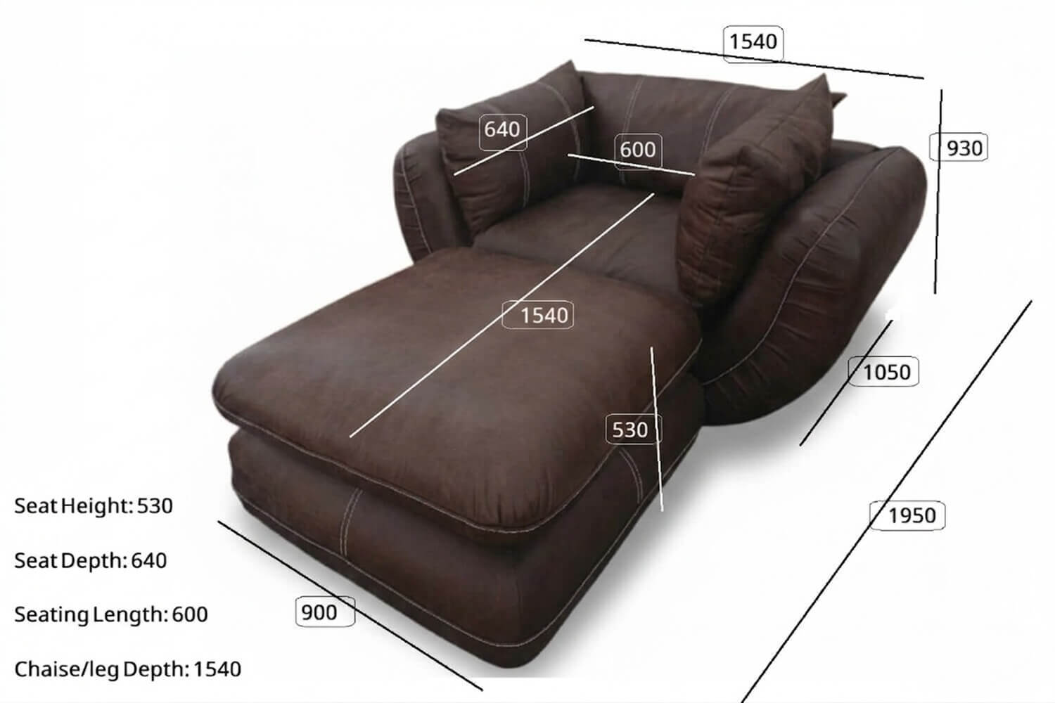 Regale Genuine Leather Armchair | x1 Ottoman (Exotic Brown) - Image 8