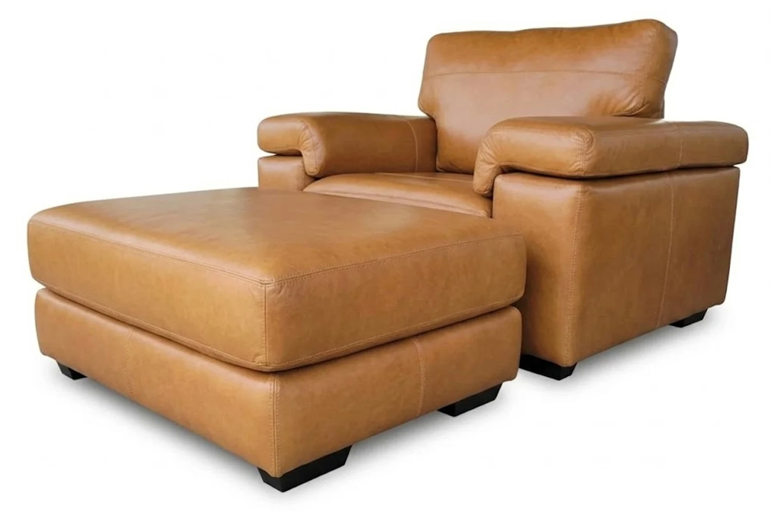 Life Genuine Leather Armchair | x1 Ottoman (Vintage Tan)
