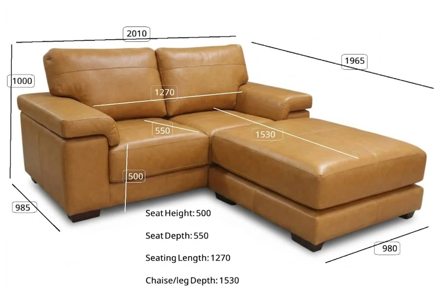 Life Genuine Leather Sofa 2-Seater with Universal Chaise | x1 Ottoman (Vintage Tan) - Image 8