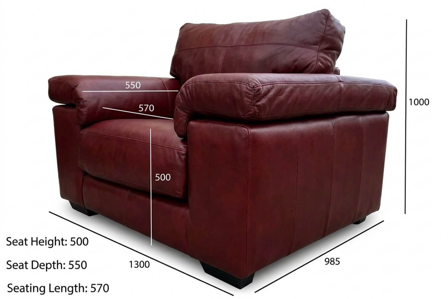Life Genuine Leather Armchair (Vintage Wine) - Image 2