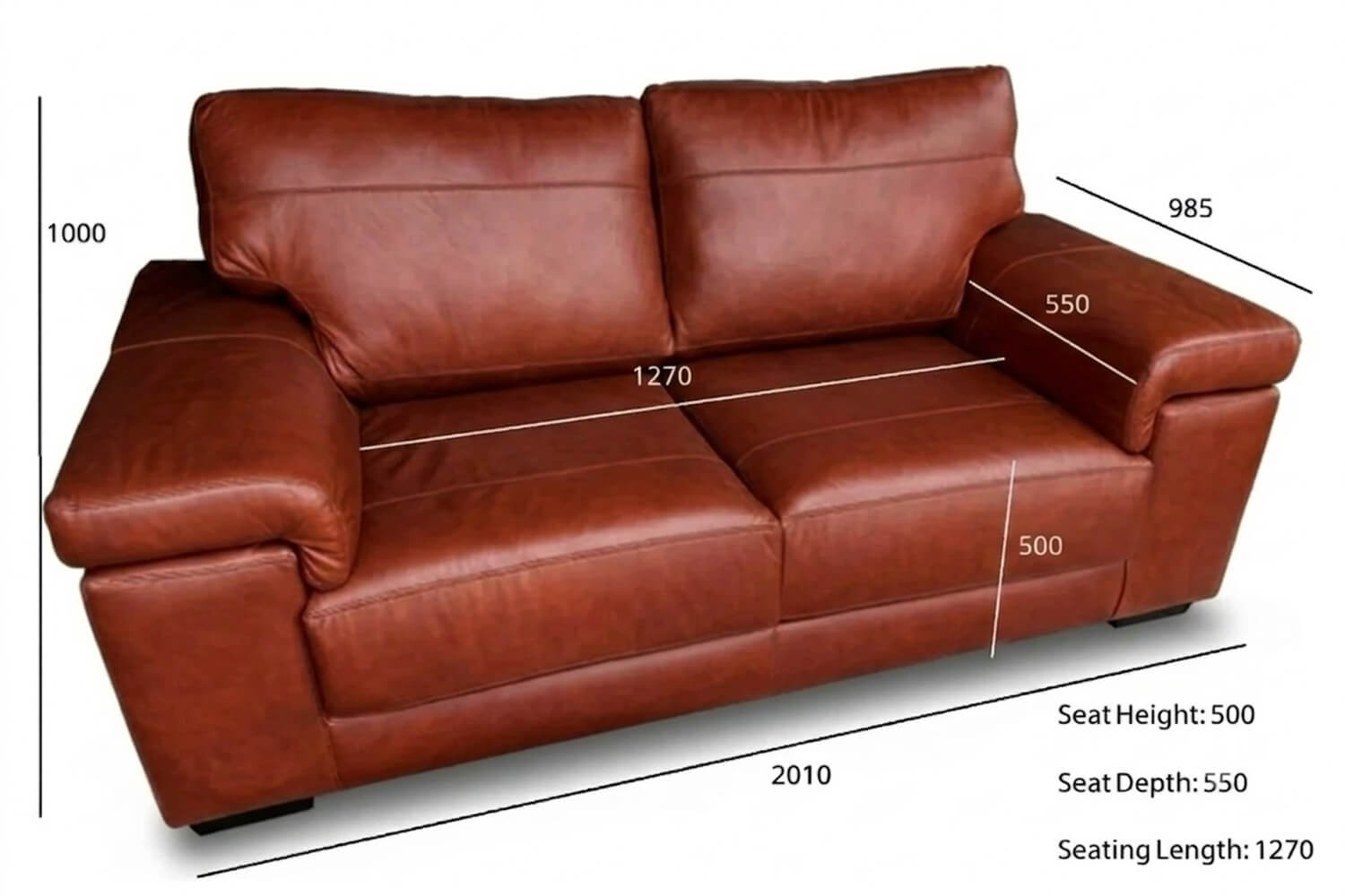 Life Genuine Leather Sofa 2-Seater (Vintage Wine) - Image 2