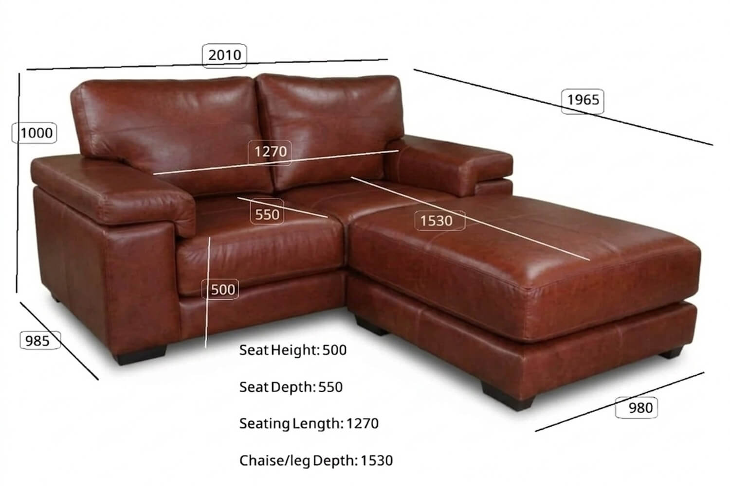 Life Genuine Leather Sofa 2-Seater with Universal Chaise | x1 Ottoman (Vintage Wine) - Image 4