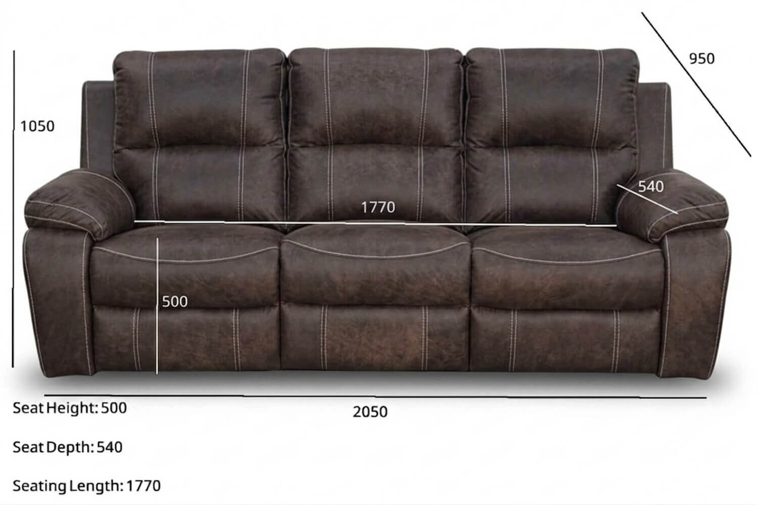 Premier Genuine Leather Sofa 3-Seater (Static, Exotic Brown) - Image 3