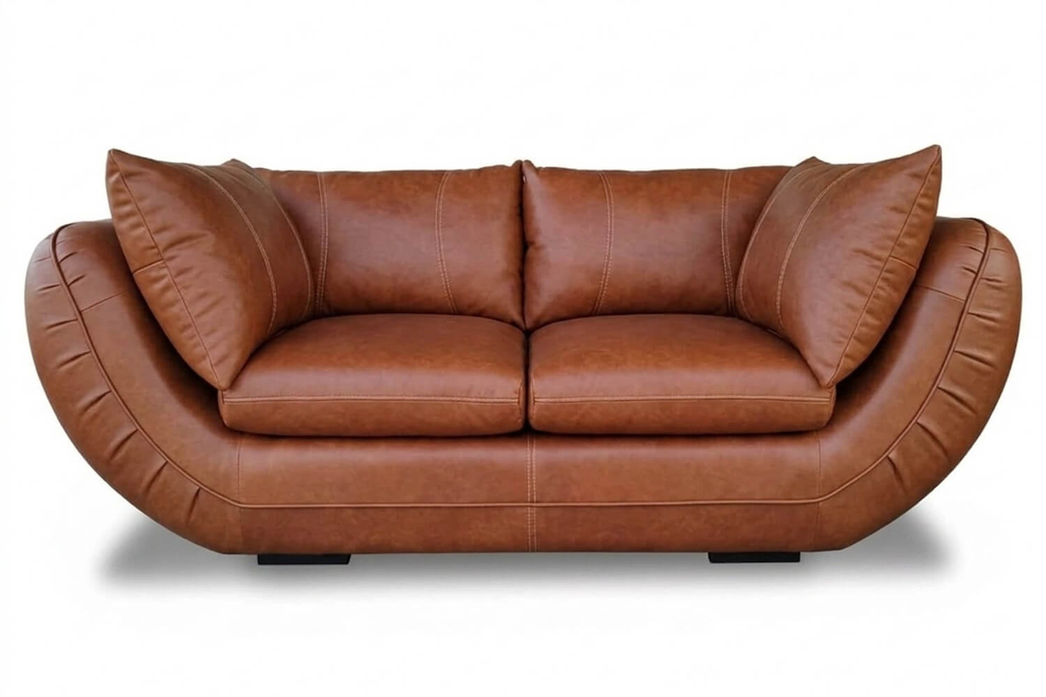 Regale Genuine Leather Sofa 2-Seater | x1 Ottoman (Exotic Brown) Brandy - Image 2
