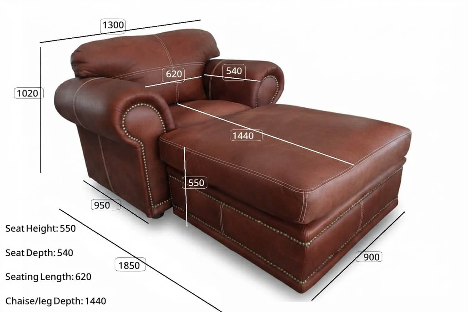 Afrikan Genuine Leather Armchair | x1 Ottoman (Exotic Brandy) - Image 6