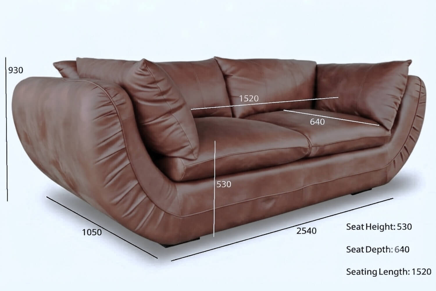Regale Genuine Leather Sofa 3-Seater | x1 Ottoman (Exotic Brandy) - Image 4