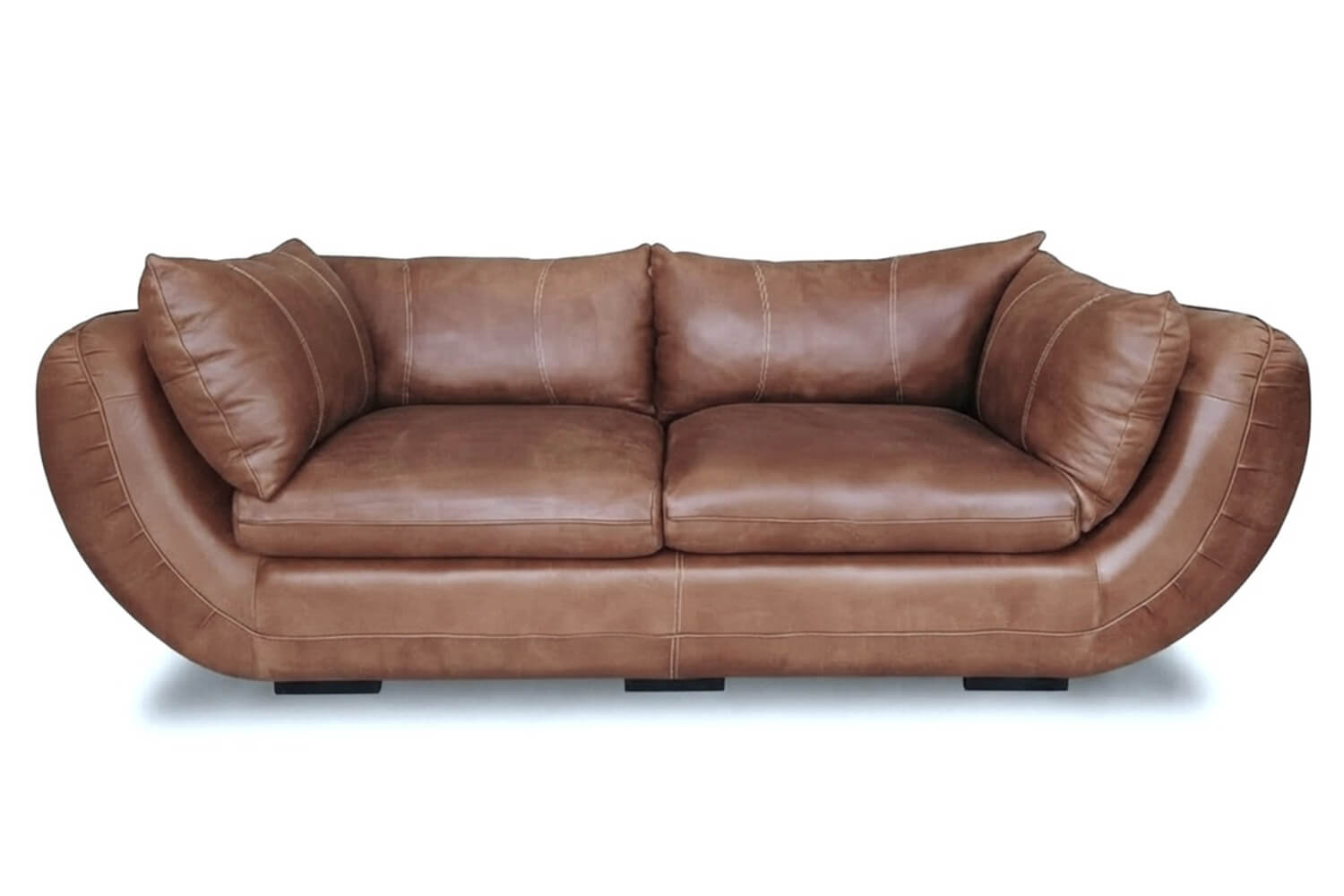Regale Genuine Leather Sofa 3-Seater | x1 Ottoman (Exotic Brandy) - Image 2