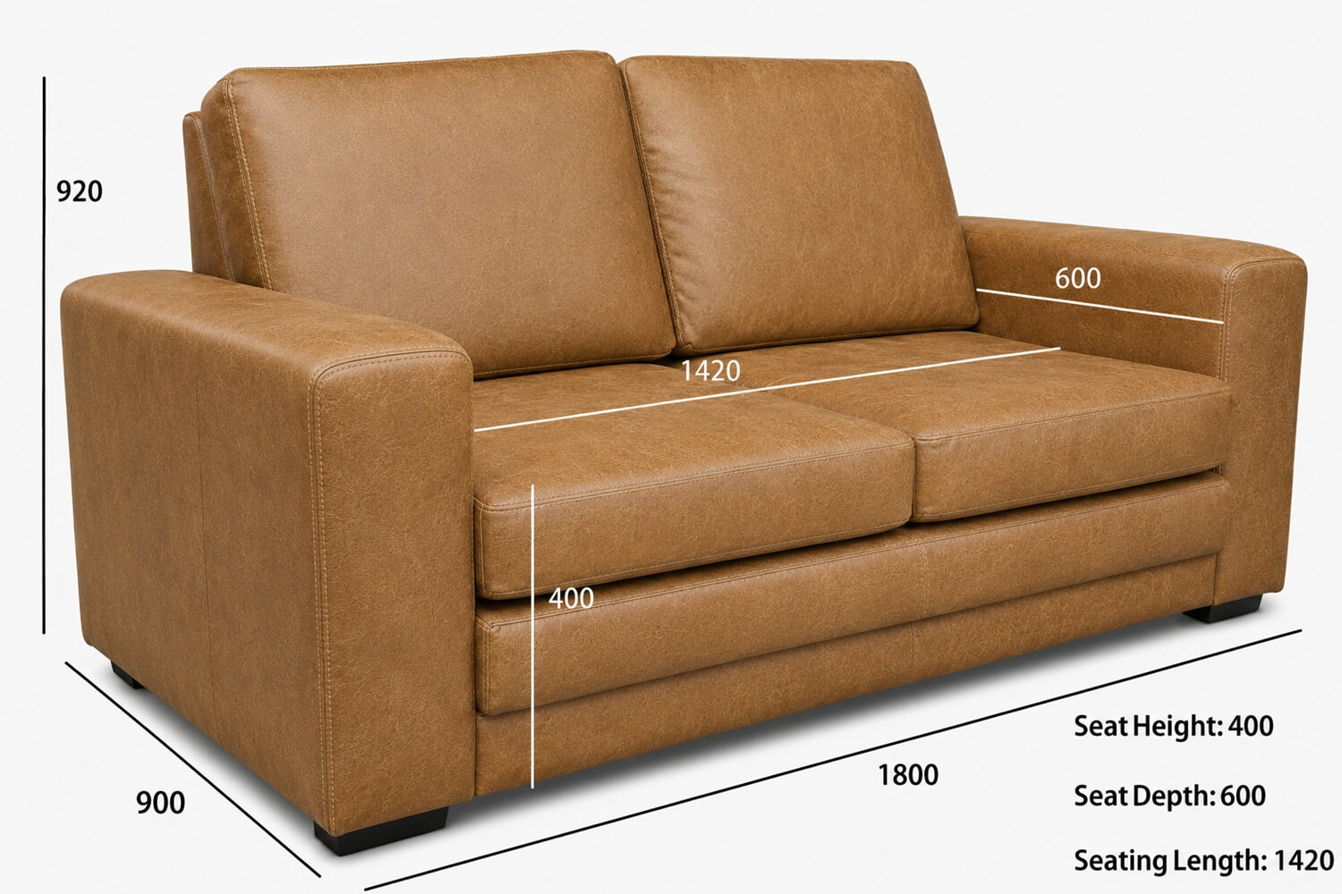 Mod Genuine Full Leather Sleeper Couch - double bed (Exotic Tan) - Image 3